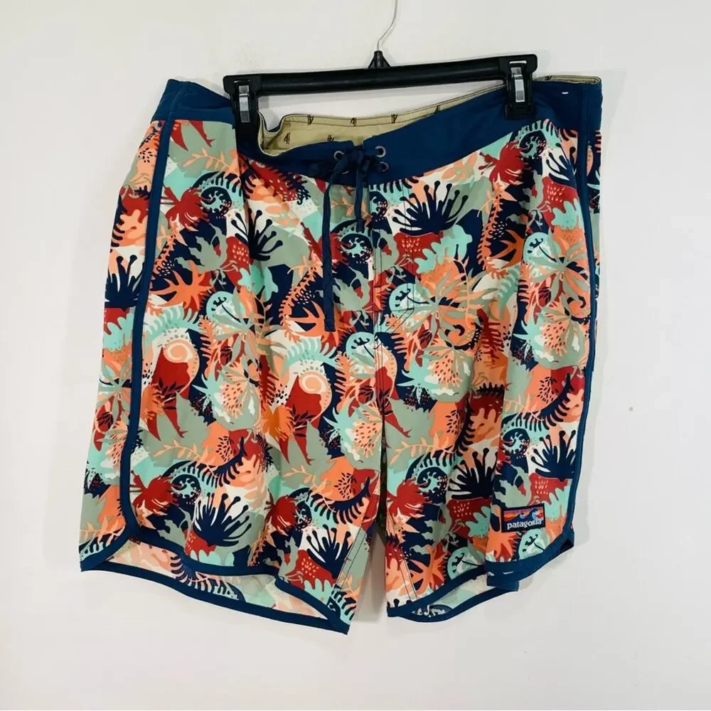 Patagonia Multicolored Botanical Reef Unlined Swim Board Shorts Trunks 38